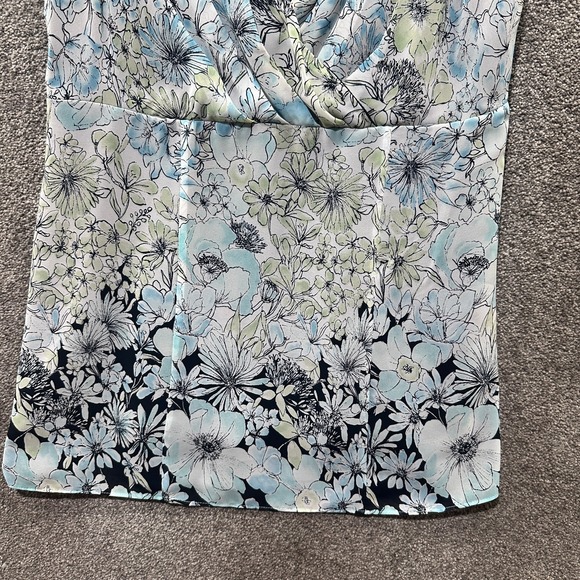Nine & Co Babydoll Blouse Tank Top Women 10 Blue Floral V Neck Whimsy Fairy Y2k - Picture 4 of 11